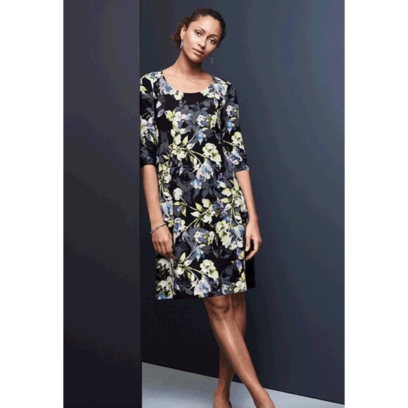J. Jill Wearever Collection WE Floral Print Scoop Neck Dress Size L Half Sleeves - Picture 9 of 9
